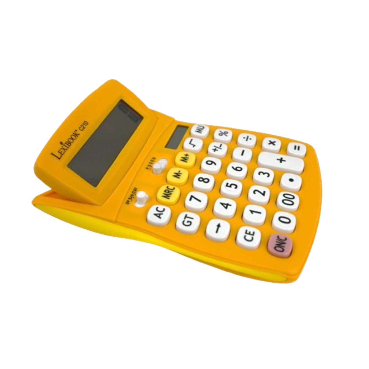 Lexibook, FRUITIES® Calculadora de sobremesa con Pantalla basculante, 10 dígitos, Funciones básicas y avanzadas, Teclas Grandes, Alimentación Solar y a Pilas, Amarillo, C210D