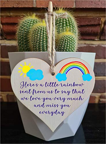 Thinking of You Wooden Heart Plaque, Letterbox-Friendly Hanging Gift Sign with Twine, 10x10cm Italian Plywood - Image 4