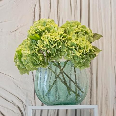 DUYONE 6PCS Artificial Flowers Hydrangeas Flowers Latex Bouquet for Wedding Bridal Office Home Party Decoration(Green) Cover