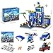 HOGOKIDS City Police Station Building Toys with LED Light - 734pcs Police Building Block Sets with Helicopter Police Motorcycle Vehicle Armored Car, Gift for Kids Boys Girls Age 8-12+