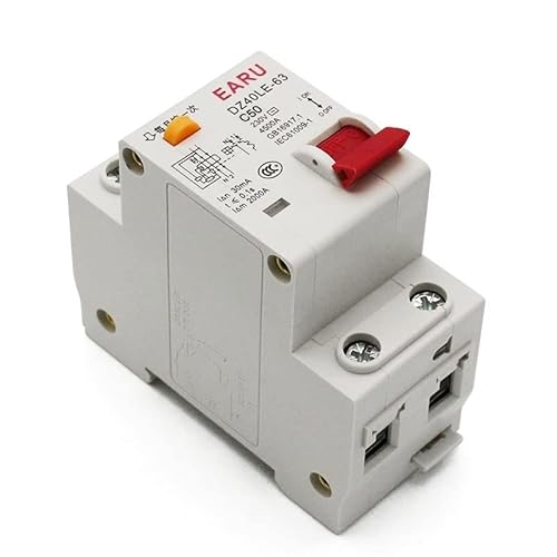 CEFPOD Magnetotermico,Interruttore Magnetotermico Interruttore differenziale 50A 230V 1P + N con Protezione da dispersione di Corrente eccessiva e di cortocircuito RCBO RCCB MCB (Rated Current : 50A)