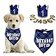 Hunde-Geburtstagsparty-Zubehör,Wiederverwendbarer Hunde-Geburtstagshut und Bandana mit Zahlen, Blaue Krone Partymütze Haustier-Outfits Zubehör Party-Dekoration für kleine mittelgroße Hunde und Katzen