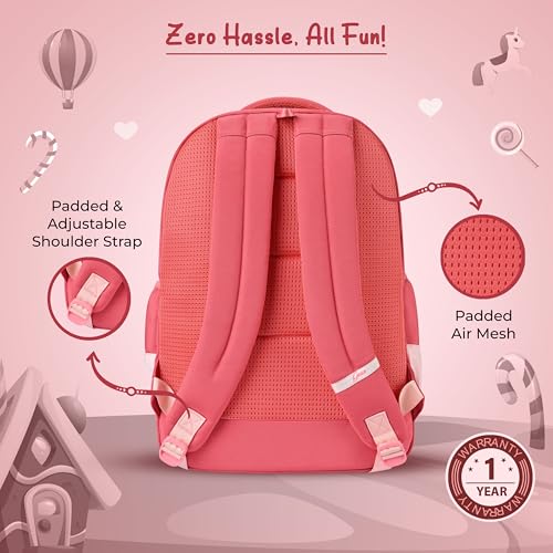 Image of Gear Delight 18 inch /30L Large Water Resistant School Bag | Casual Backpack | Daypack | Travel Backpack | Kids Bag for Boys /Girls (Red - Pink)