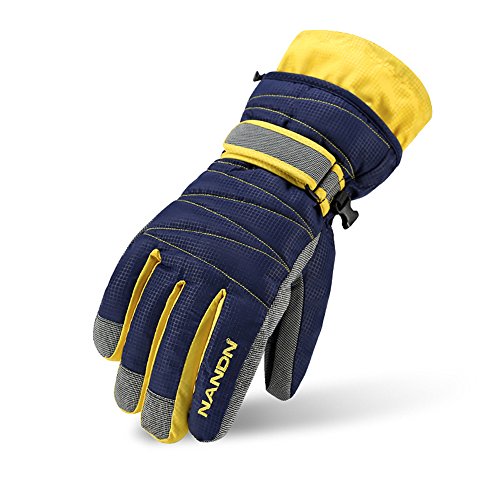 Arcweg Guantes de esquí para niños y Adultos Guantes de Invierno Forrados de Felpa Impermeables de Ciclismo Moto Azul Oscuro M (9-14 años)