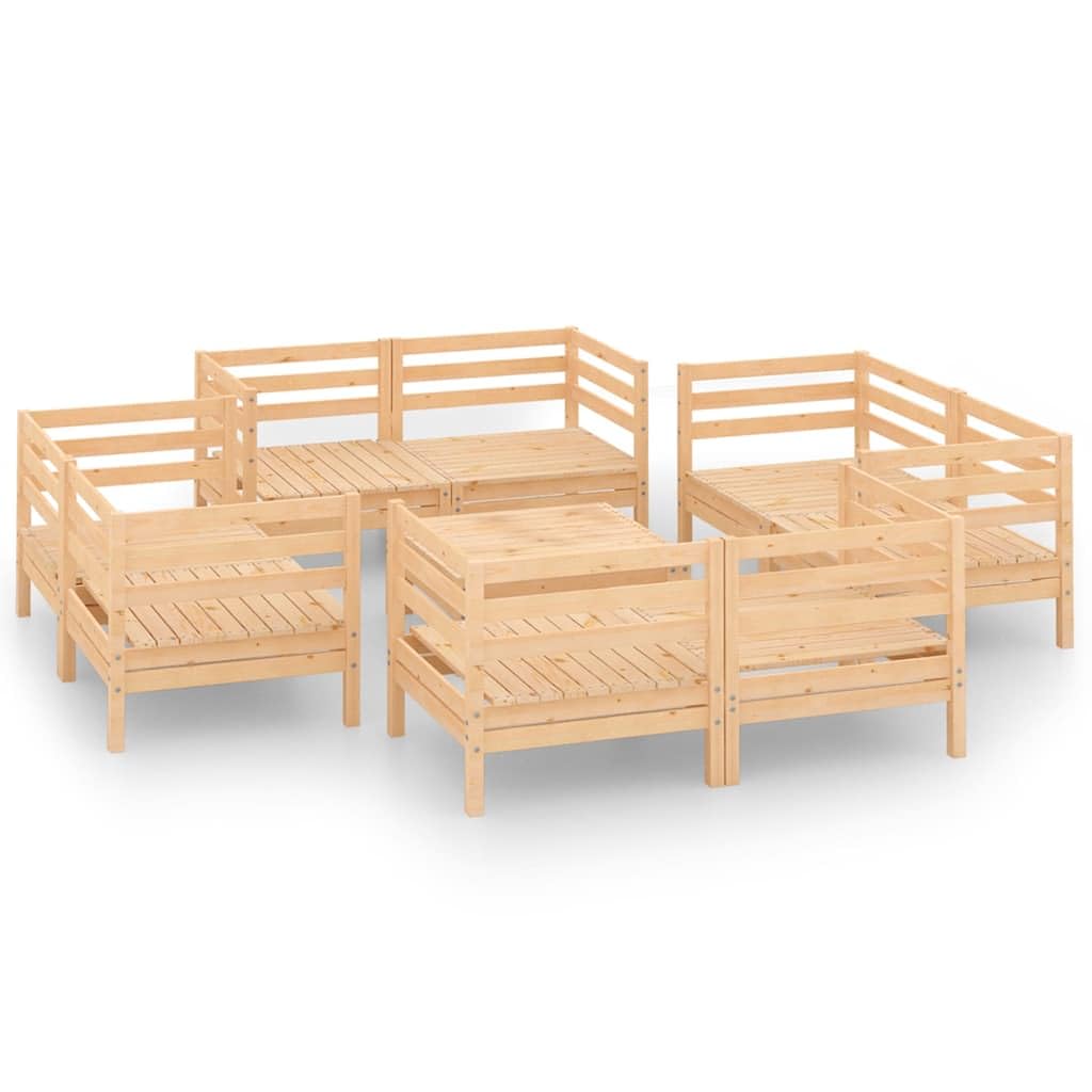 Juego de salón de jardín de madera maciza de pino con mesa de 9