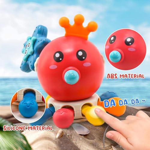 Image of Cable World 10 in 1 Montessori Spinning Octopus for Babies| Sensory Activity Toy with Rotating Gears, Fun Extension Tube, Soft Pop Buttons & Fidget Features | Educational Fine Motor Skill Toy