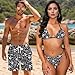 Howilath Black Gothic Skull Couples Swimwear for Beach Fashion Mens Swim Trunks & Women's Bikini Set, Quick Dry 2 Piece