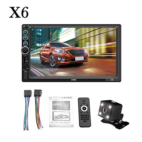 Envisioni 7-Inch Touch Screen Dual-Channel Car Stereo, Support Microphone BT/FM/USB/TF/AUX IN Car MP5 Player with Rear View Camera and Remote Control