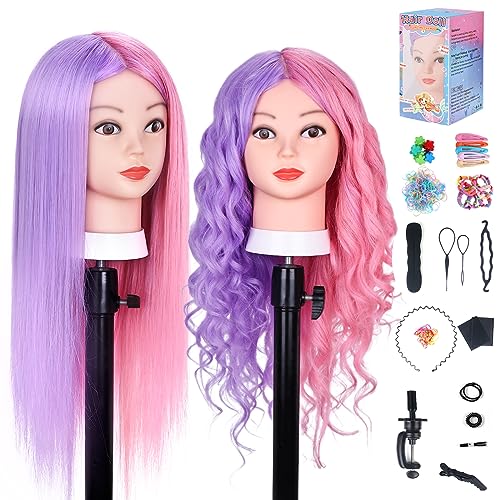 Cabeza de Maniquí, TopDirect 66cm/26' 50% Cabello Real Practicas Formación Muñeca de la Cosmetología para Peluquería, Cabeza de Muñeca con Soporte de Mesa + Accesorios de Peinado