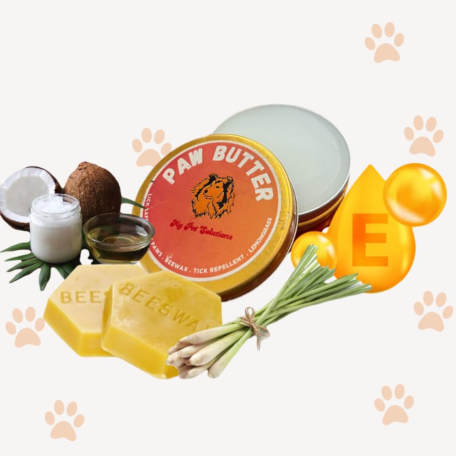 Natural Beeswax Paw Butter - Tick Repellant for Dogs & Cats(Lemon Grass) - Soothes & Reliefs Dry Cracked, Paws, Nose & Elbows � 20 GMS