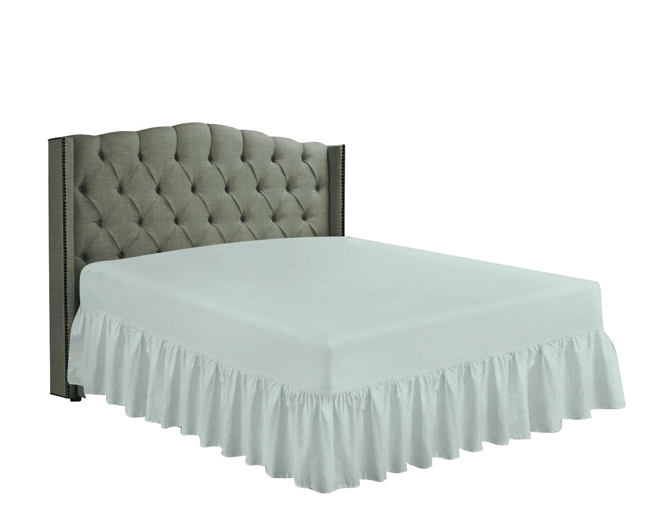 HOME ACE Duck Egg Non Iron Percale Fitted Valance Sheet, Poly Cotton Single Bed Sheet