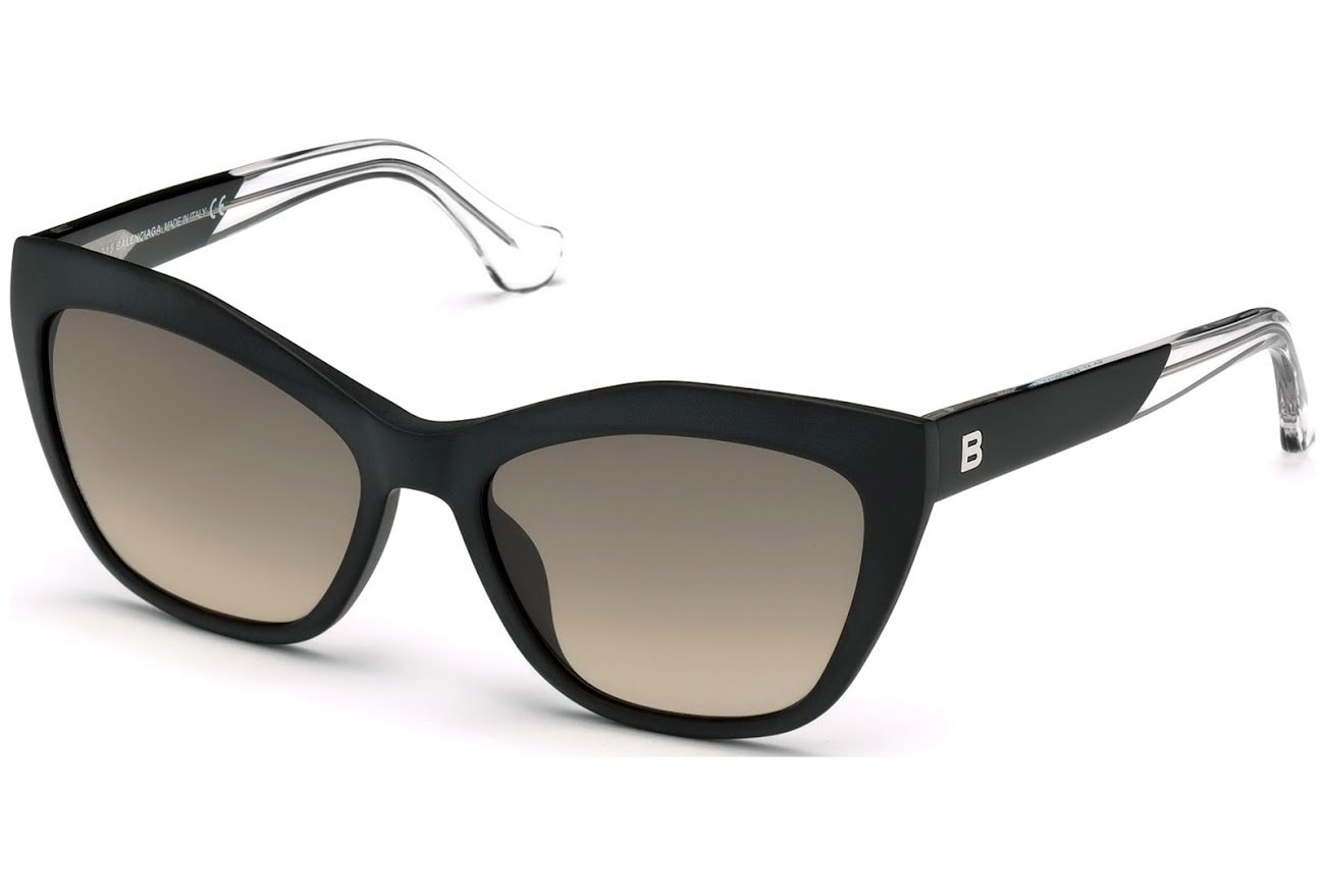 Balenciaga BA0047-02B SUNGLASSES matte black Frame w/gradient smoke Lens 56mm