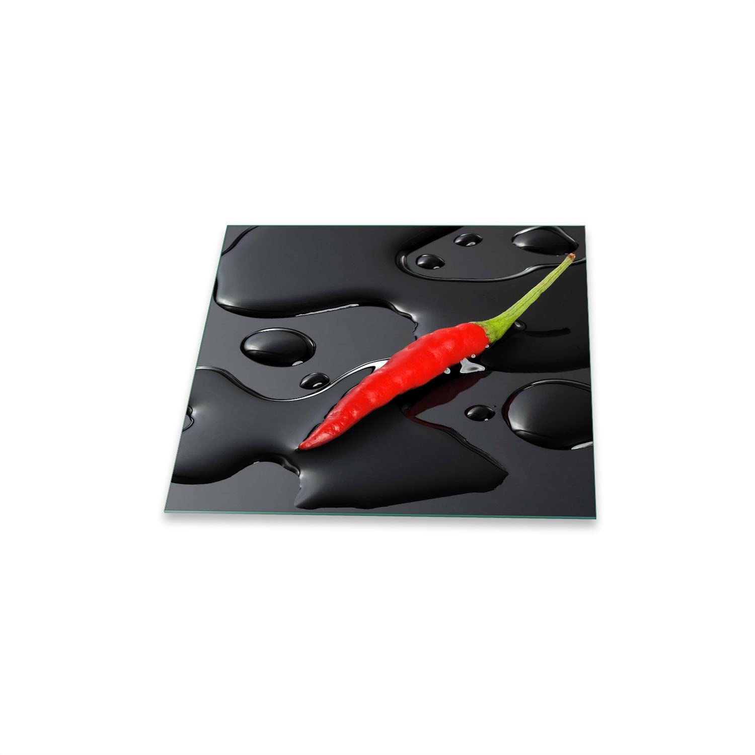 Herdabdeckplatte Abdeckung Ceranfeld Abdeckplatte Schneidebrett 1-Teilig 60x52 Chili Rot Spritzschutz Glasplatte Ceranfeldabdeckung Schutz für Kochplatten Herdschutz Sicherheitsglas Glasschneidebrett