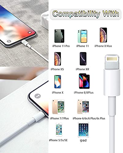 4 Pack [Apple Mfi Certified] Apple Charging Cables 6Ft, Iphone Chargers Lightning Cable 6 Foot, Fast Iphone Charging Cord For Iphone 12/11/11Pro/11Max/ X/Xs/Xr/Xs Max/8/7, Ipad(White) #TOP6
