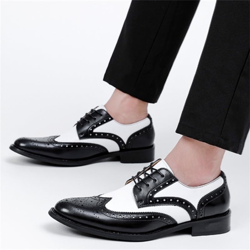 Men's Pointed Toe Business Dress Shoes Fashion Splicing Lace-up Casual Oxford Shoes Comfortable Soft Sole Rubber Wear-Resistant Work Shoes for Men4