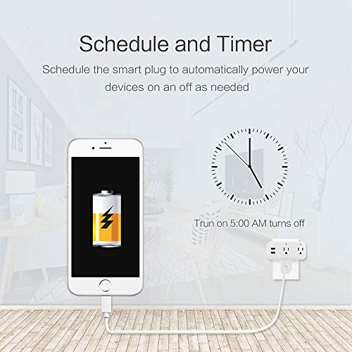 Smart Plug, JINTU Dual WiFi Socket Outlet 2 USB Charger Work with Alexa, Google, Remote Control by Smartphone, Voice Control, No Hub Required, Overload Protection
