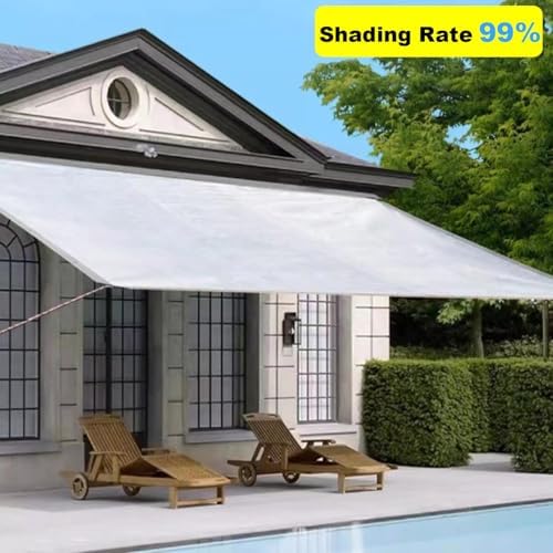 99% UV Block Heavy Duty Aluminum Shade Cloth - Durable Sun Shade Mesh Tarp & Privacy Screen for Greenhouses, Gardens, Pergolas, Pools, Dump Trucks (5x5m)