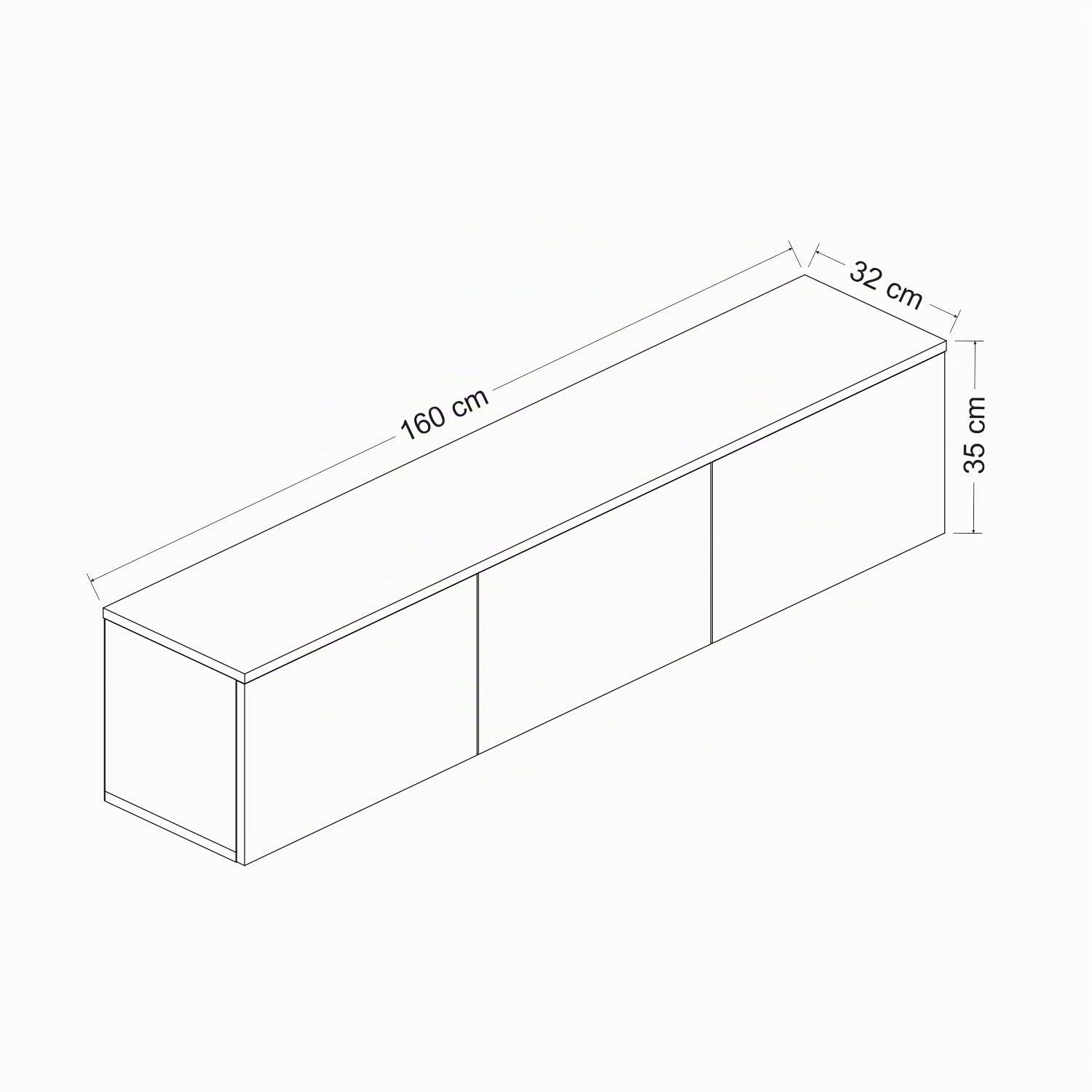 Homidea Vesta LED Meuble TV suspendu 160 cm - Moderne meuble TV mural avec éclairage LED intégré, portes rabattables et espace de rangement pour salon (Beige)