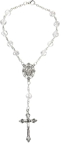 Our Lady of Grace - Rosario para automóvil con cuentas, accesorio para colgar en el espejo del automóvil y devocional sobre la marcha, caja de