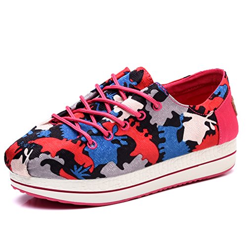 TIOSEBON Women's Classic Slip-On Lace-up Platform Shoes 6 US Rosy