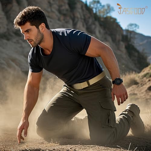 Image of JASGOOD Nylon Canvas Breathable Military Tactical Men Waist Belt With Plastic Buckle