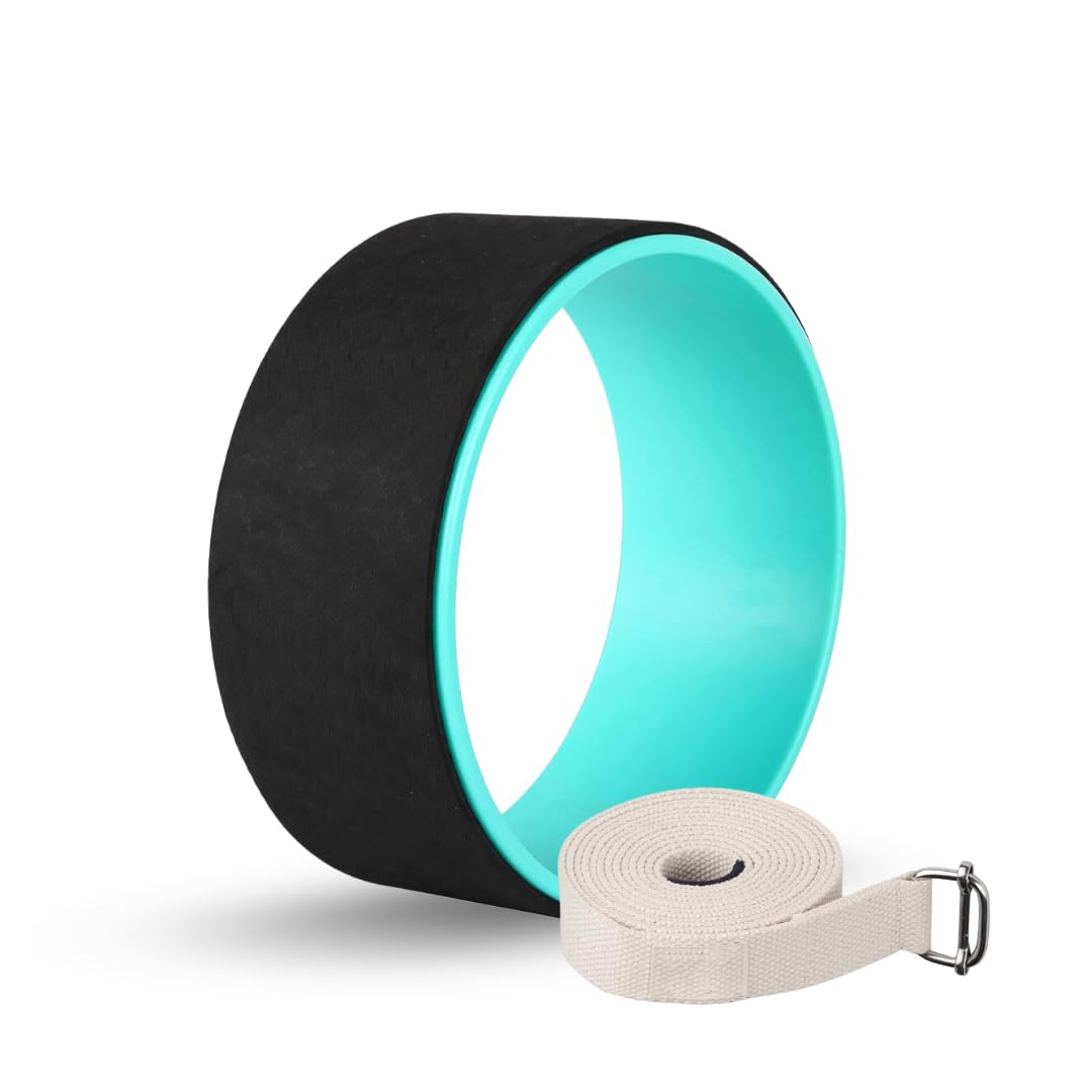 Vedam Yoga Wheel for Core Strength, Balance and Back Relief, 13x5.5inches, BLACK/TEAL BLUE (B0D53RVZ6B) Amazon Price History, Amazon Price Tracker