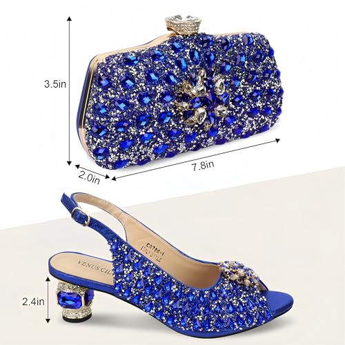 Women Shoes and Bag Set for Evening Party Wedding Italian Style High Heels Pumps Decorated with Rhinestone3
