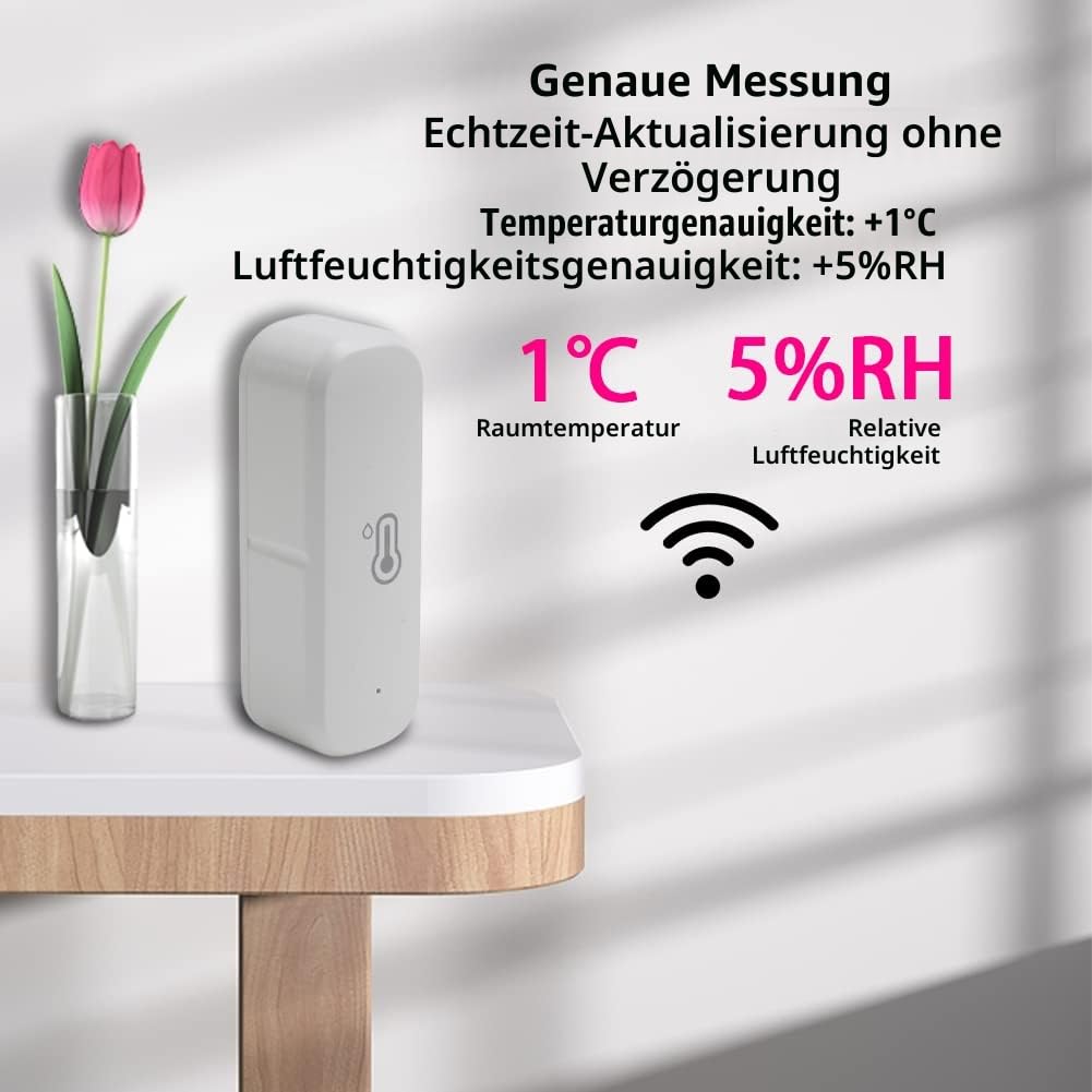 Tuya Zigbee Smart Hygrometer Thermometer, 4 Stück Zigbee Hygrometer Thermometer, kabelloser Temperatur- und Feuchtigkeitsdetektor für Zuhause Gewächshaus (Erfordert Zigbee-Gateway)