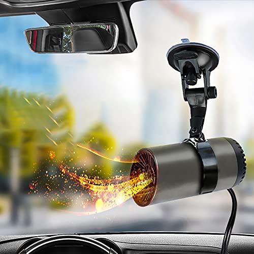 Kamanan Voiture Pare-Brise Defflower 12v 150w 2 en 1 Entforer Auto Heater360 Degrés Chauffage Rapide Portable Pare-Brise Defflower avec Support D'aspiration pour l'hiver Cover
