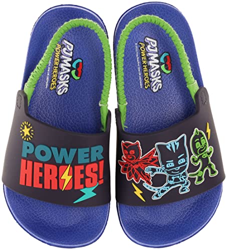PJ Masks Sandals for Toddlers, Boy's Power Heroes Mis-Match Slide Sandals, Blue, Size 5/6 Toddler - image 2