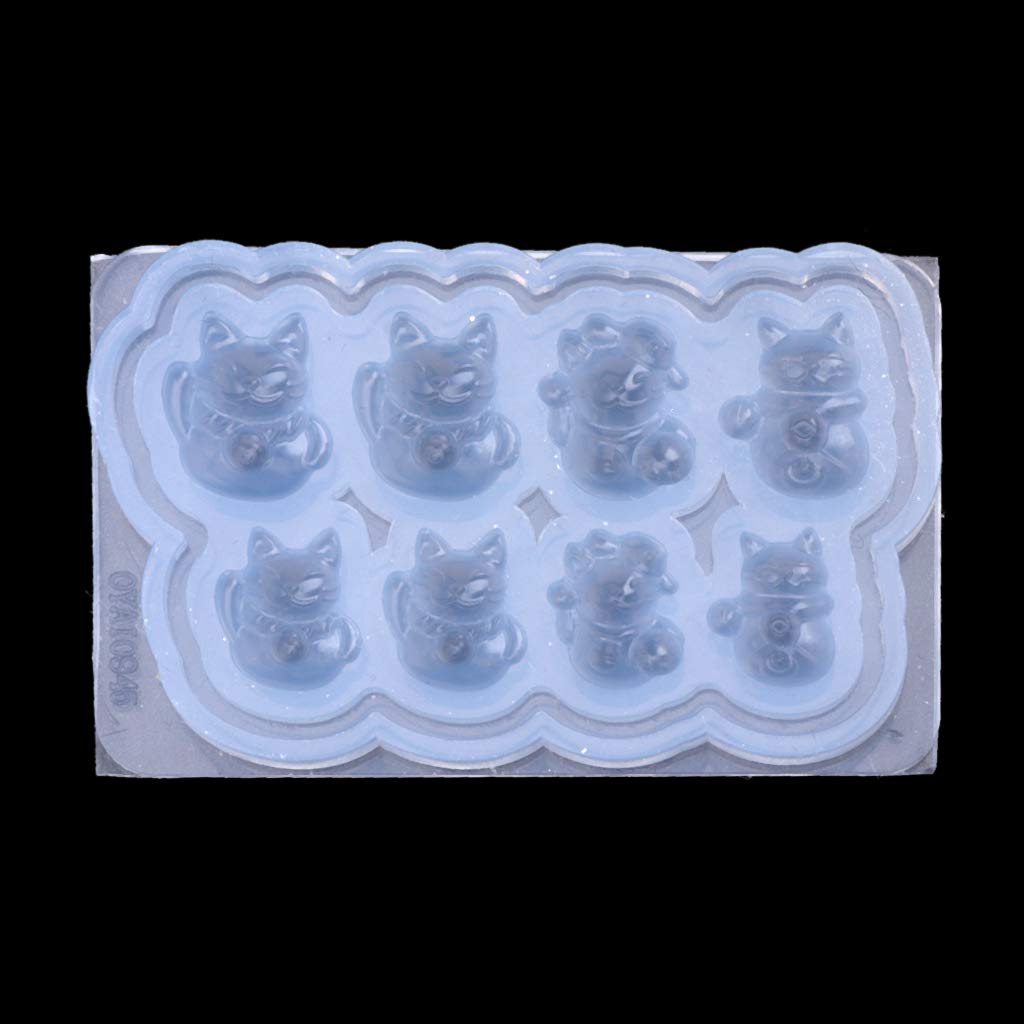Maxtonser Lovely Miniature Luck for Cats Silicone Mold Animal for Cats Characters Epoxy Casting Mold Figure Collection Decors