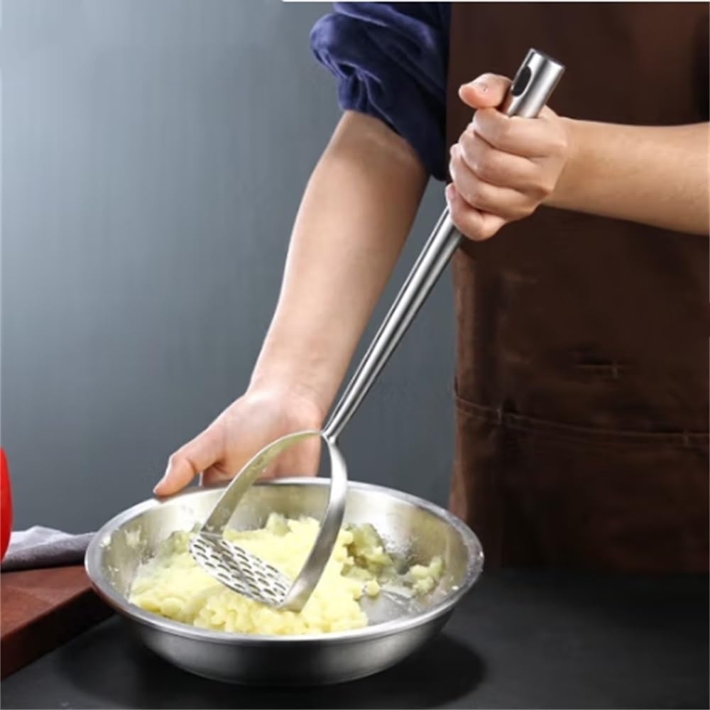 HEFTMAN Aardappelricer - Aardappelstamper Roestvrij staal met Ergonomische Siliconen Handgrepen, Zware Voedselpers, Multifunctionele Ricer voor