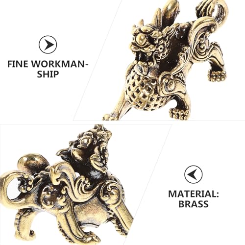 Estatuas Feng Shui de Latón Kylin 2 Piezas miniatura 4