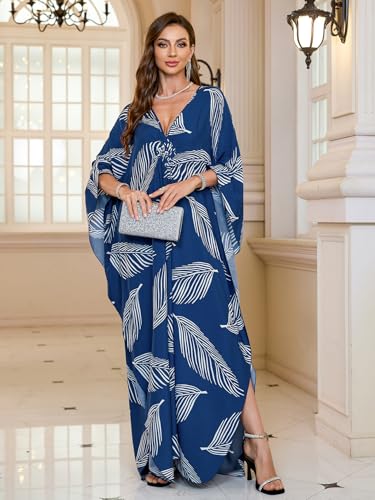 Image of KEYLORTING Plus Size Kaftan Dress Women, African Moo Moo Print Caftan, Batwing Dress, Beach Cover Up for Party and Loungewear