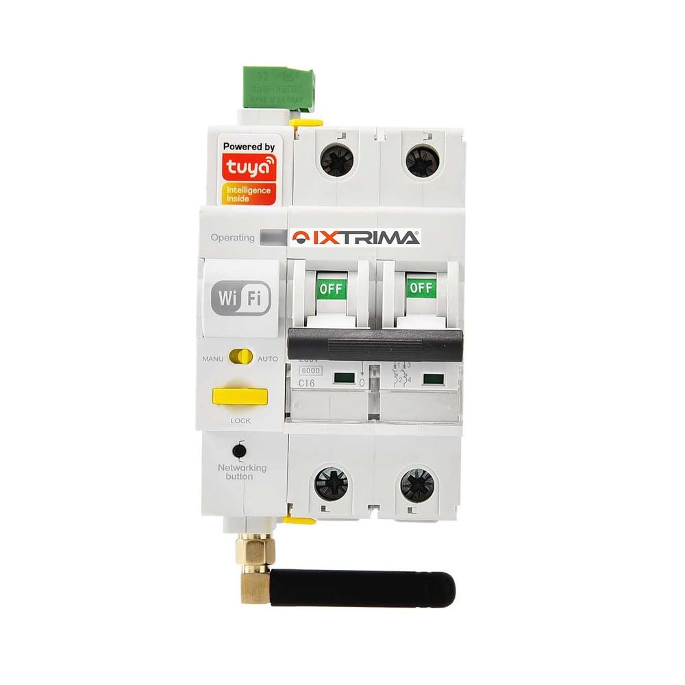 Interruttore Magnetotermico WiFi 2P 16A Tuya Smart per Automazione Quadro Elettrico – ESR3216