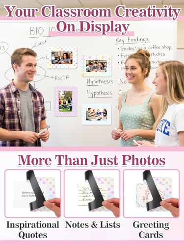 Image of 12Pcs Magnetic Picture Frames for 4 inchx6 inch Photo, Locker Accessories for Girls | 6 Colors, Cute Back to School Gifts, Classroom Decorations Supplies, Refrigerator Decor, Pastel