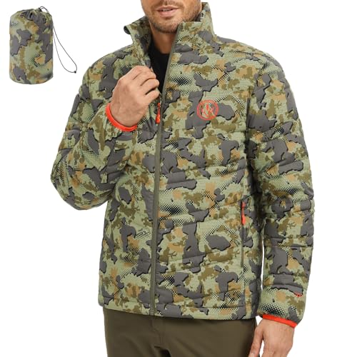 BASSDASH Men’s Puffy Down Jacket 700FP Packable Water Resistant Puffer Insulated Warm Coat for Hunting Fishing Hiking FS49M