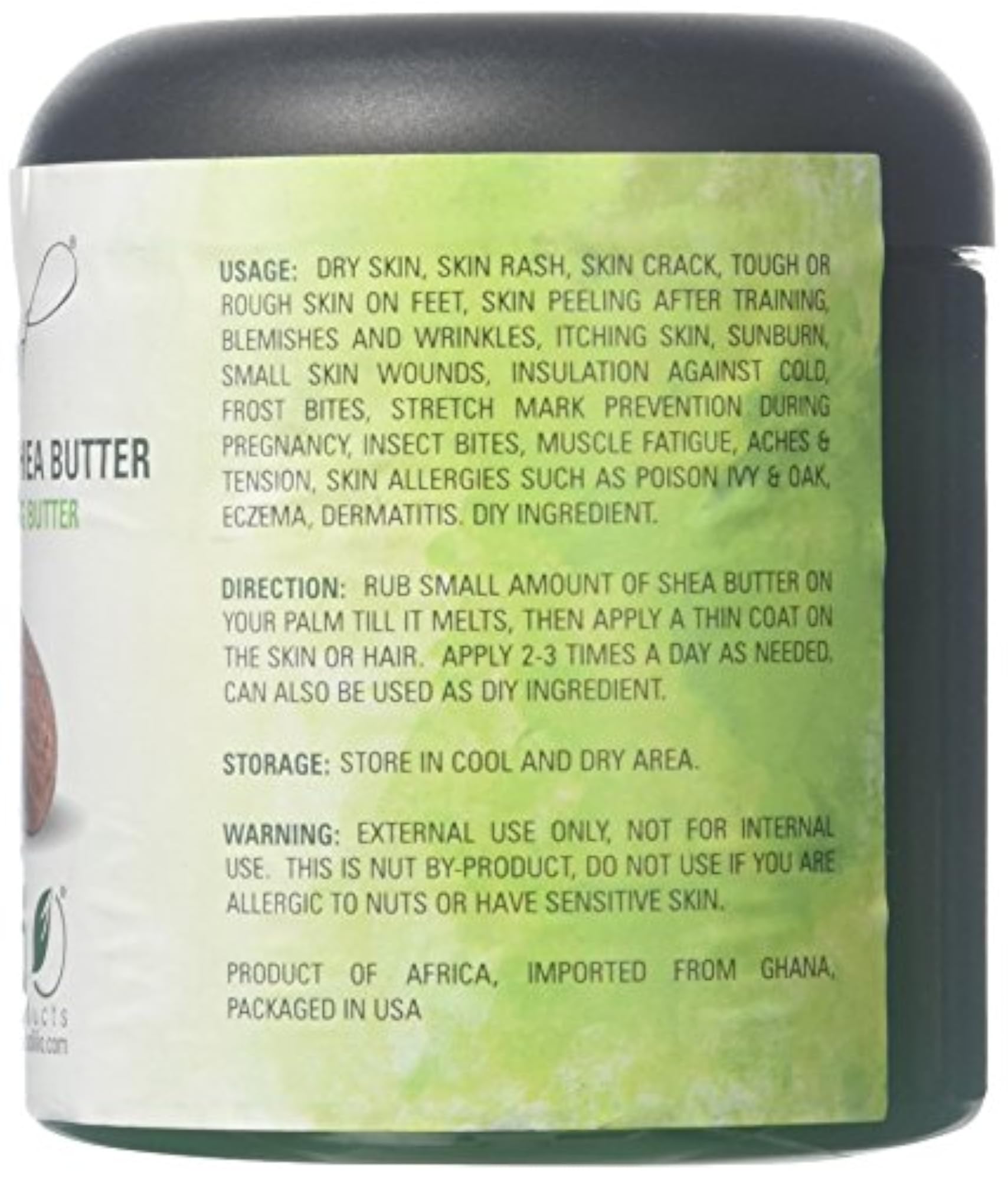 Pure Unrefined Shea Butter 8OZ Jar, Natural
