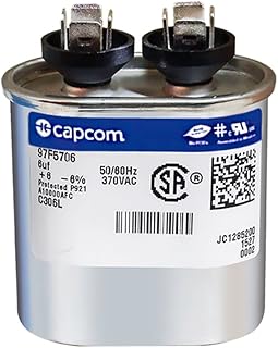 JustCapacitors 6 uf/MFD 370 VAC Volts Oval Single Run Capacitor 50/60 Hz AC Electric # C306L