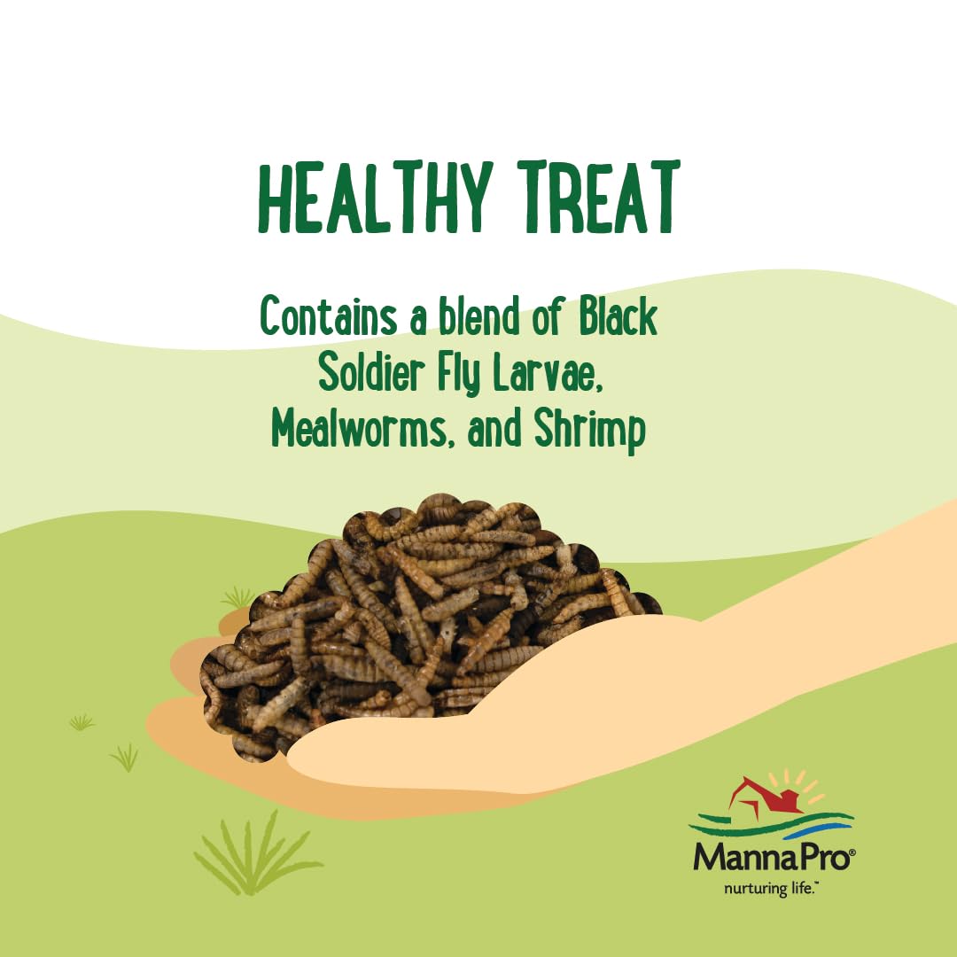 Manna Pro Farmhouse Favorites Critter Combo Crunch - Golosinas para Aves de Corral con proteínas Que promueve el Comportamiento Natural de la alimentación, Mezcla 100% Natural de Larvas Negras de