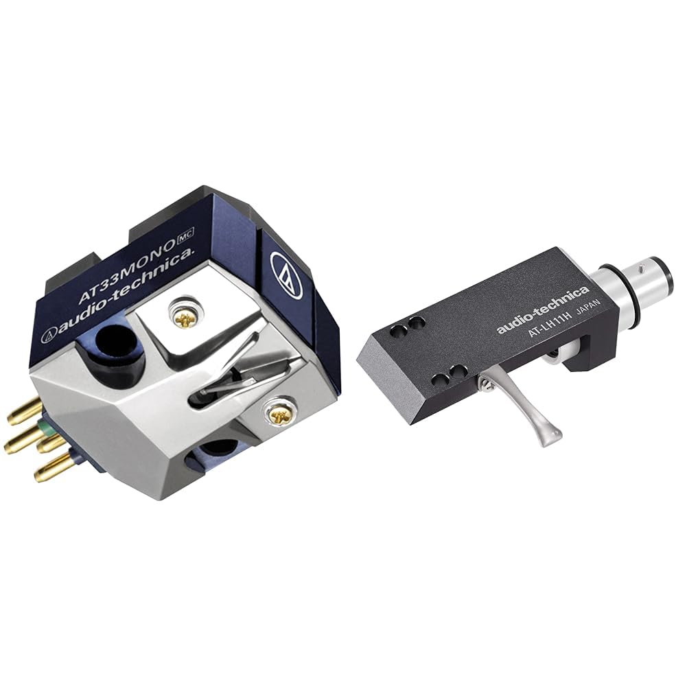 Audio-Technica AT33MONO Mono Turntable Cartridge and AT-LH11H 11g Aluminum Headshell Bundle