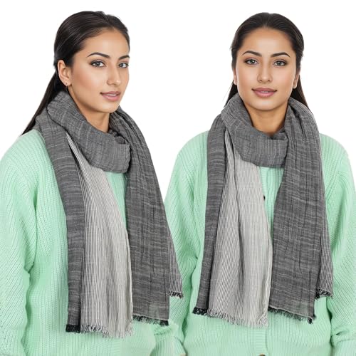 Anna-Kaci Lightweight Cotton Linen Scarf Striped Fashion Wrap Shawl for Women Men3
