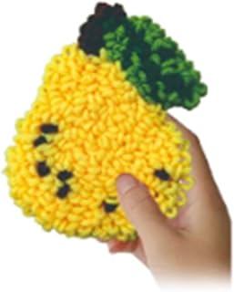 BUBEFSKD Juego de pegatinas de aguja para principiantes con marco, diseño de frutas, aguja de tela, posavasos de impresión de frutas