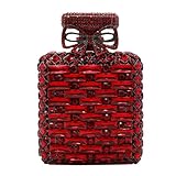 UMREN Women's Perfume Shaped Rhinestone Clutch Purses Sparkly Diamond Box Evening Bag Glitter Party Wedding Handbag Red