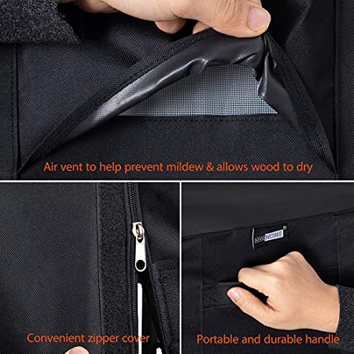 VIVOHOME 8ft & 4ft Heavy Duty Indoor Outdoor Firewood Storage Log Rack with Cover Combo Sets Black