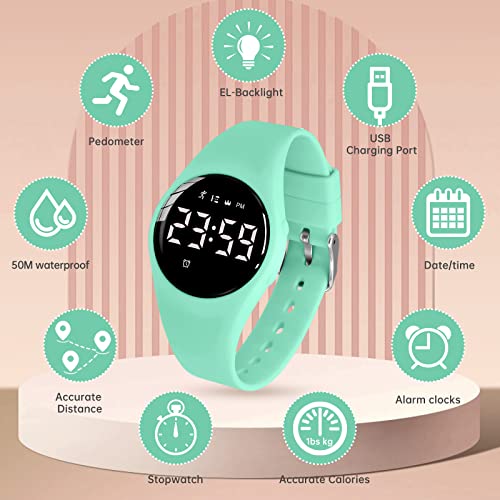 Image of Kids Watch, Digital Watch for Girls Boys, Sport Watch with Alarm Clock, Stopwatch, Waterproof Fitness Tracker with No App for Ages 5-12 Children (YB-Green)