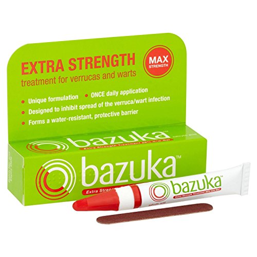 Bazuka Extra Strength Treatment Gel For Effective, Pain-Free Treatment and Removal of Verrucas and Warts. With Emery Board, 6g (Packaging may vary)