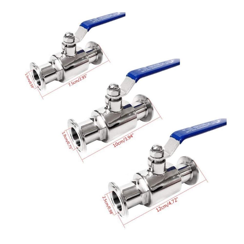 VSPPJYFG Ball Valve Hot And Cold Water Stop Steel Sanitary Quick-install Ball Valve Three-jacket Clamp Type Quick-install Pipeline Valve Accessories 304 Stainless