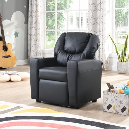 Yestar Kids Chair Black PVC for Dining Room – Adjustable, Comfortable, and Stylish Children's Chair for, Office, Playroom