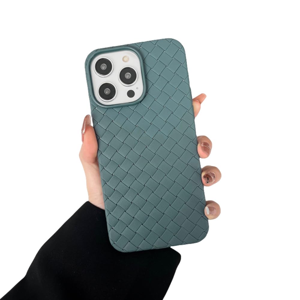 SAMEZA Braided Textured Phone Case for iPhone 15 14 11 12 13 Pro Max Liquid Silicone Knitted Pattern Breathable Cooling Back Cover,Blue,for iPhone 12